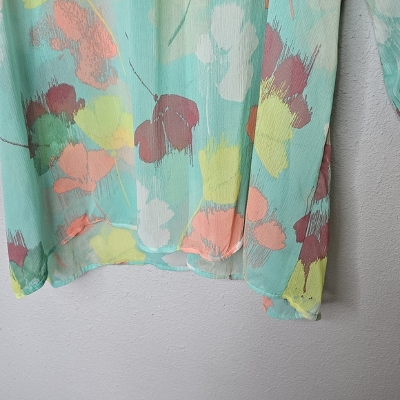 Lane Bryant Sheer Blouse Womens 22/24 Plus Size Chiffon Floral Tunic Top - Picture 9 of 11